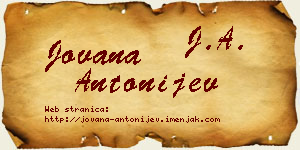 Jovana Antonijev vizit kartica